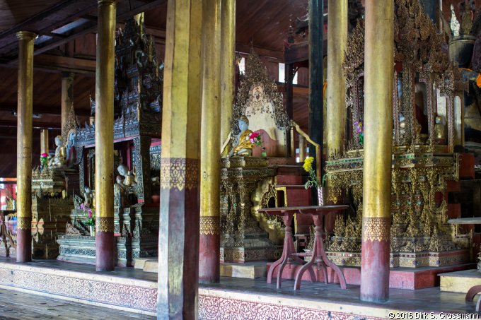Interior of the Nga Phe Kyaung Monastery (Click for next image)