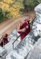 Monks Climbing Shwesandaw Pagoda
